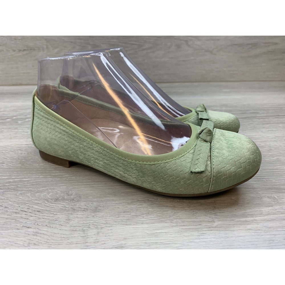 Vionic Amorie Women's Green Basket Weave Ballet Flats Bow 5 Comfort Shoes